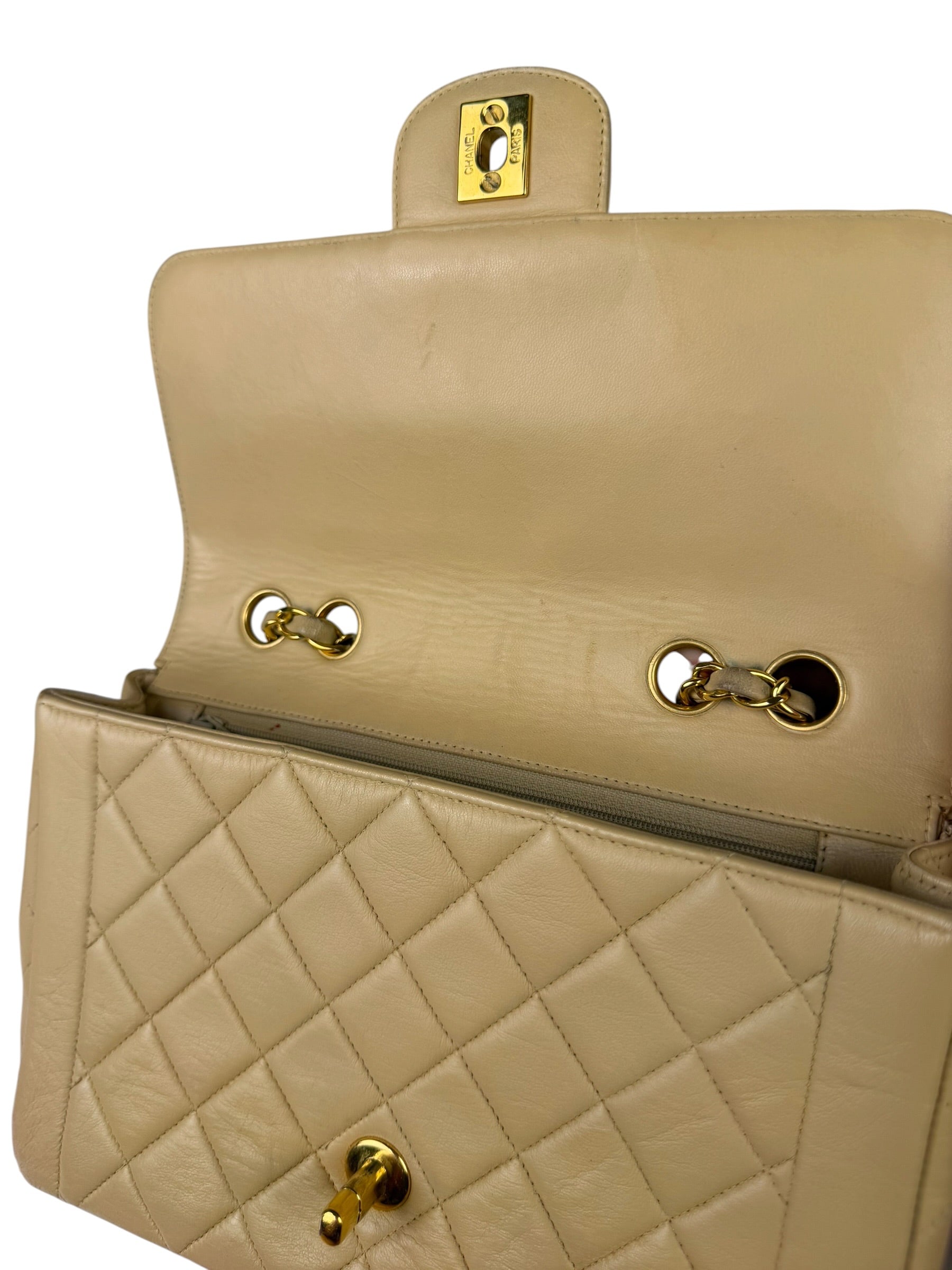 Chanel Vintage Beige Clair Quilted Leather Classic Flap Bag 2004