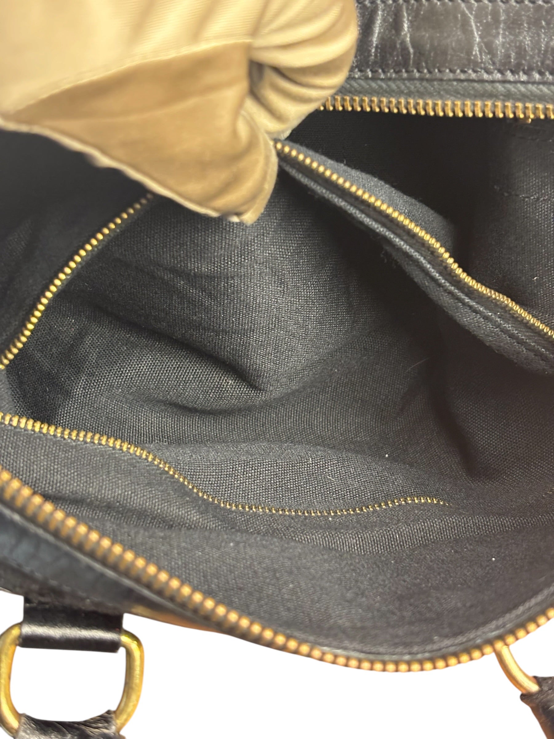 Celine Black Leather Wear Macadam Monogram Mini Boston Bag