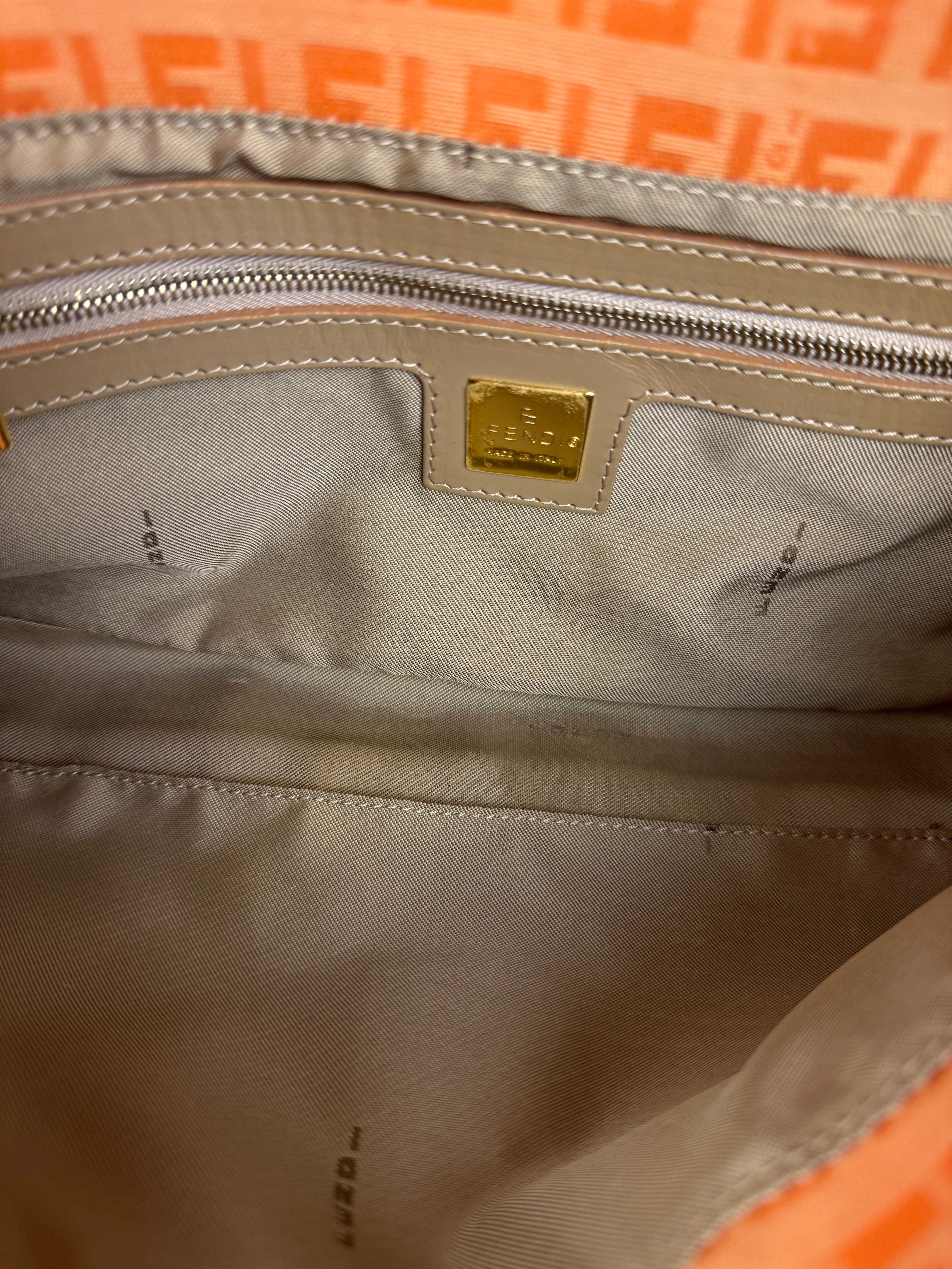 Fendi Vintage Orange Zucca Mamma FF Monogram Baguette