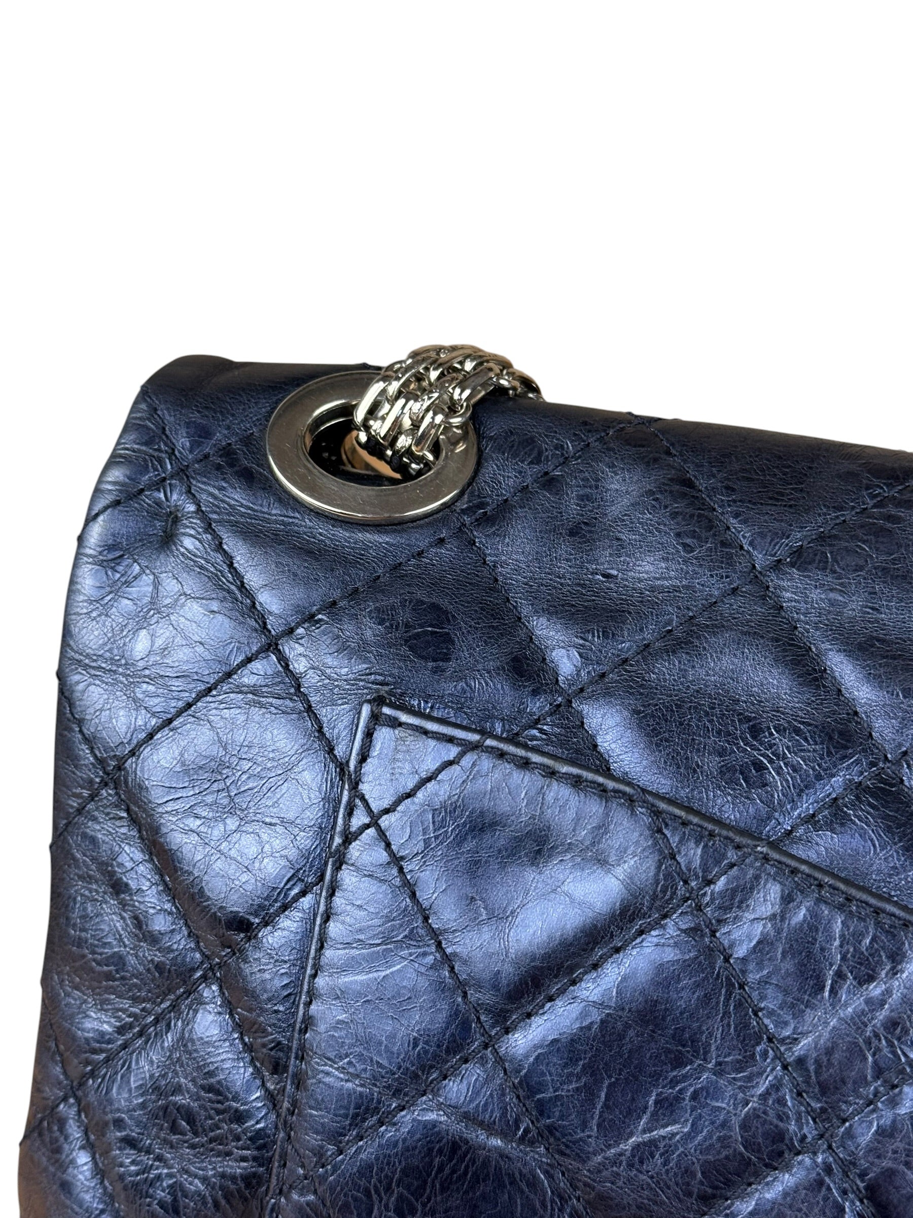 Chanel Blue Metallic Aged Quilted 2.55 Double Flap Bag 2008
