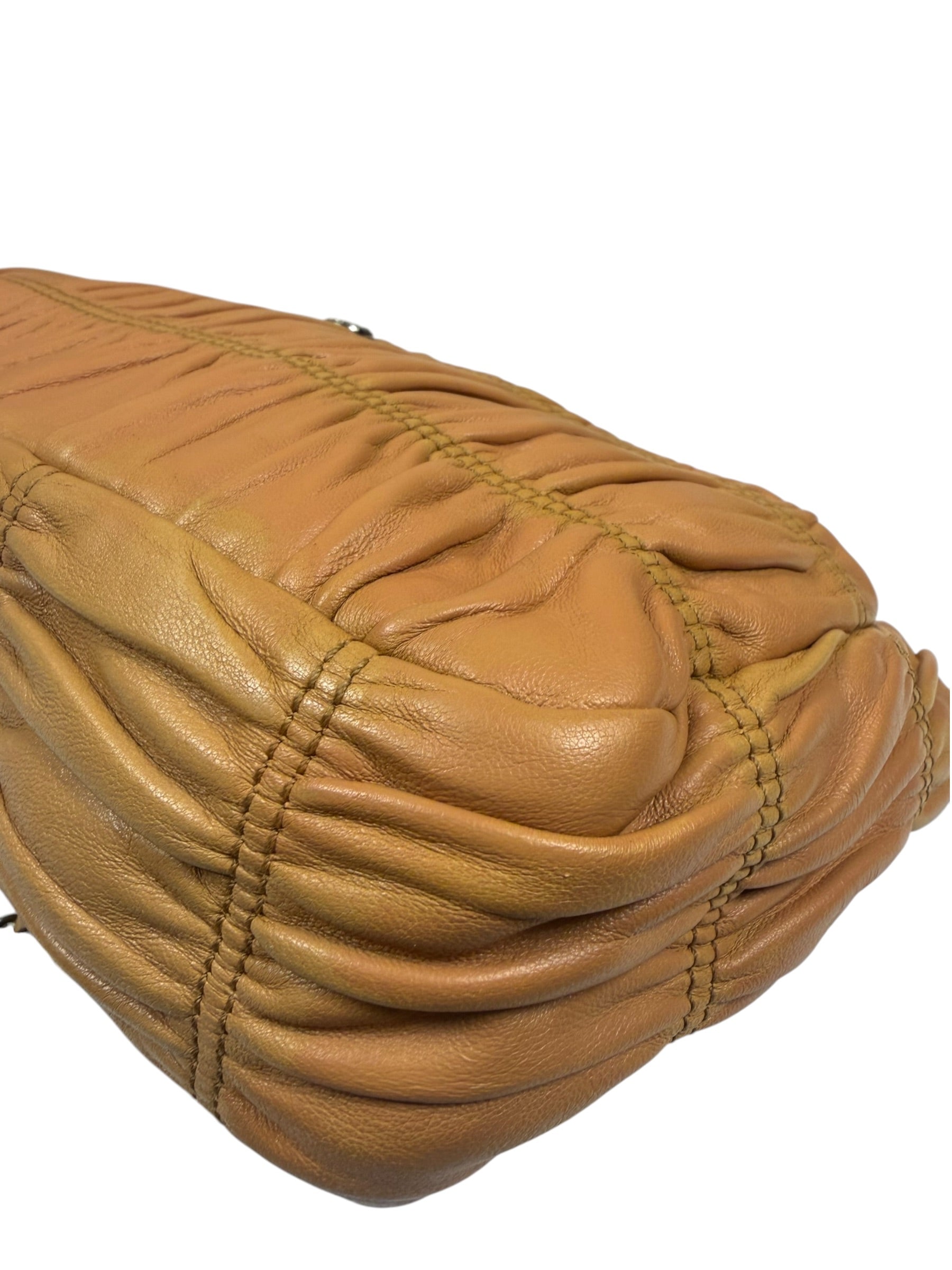 Prada Vintage Brown Nappa Leather Gaufre Shoulder Bag