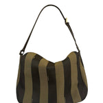 Fendi Green/Black Leather Trim Pequin Stripe Hobo Bag