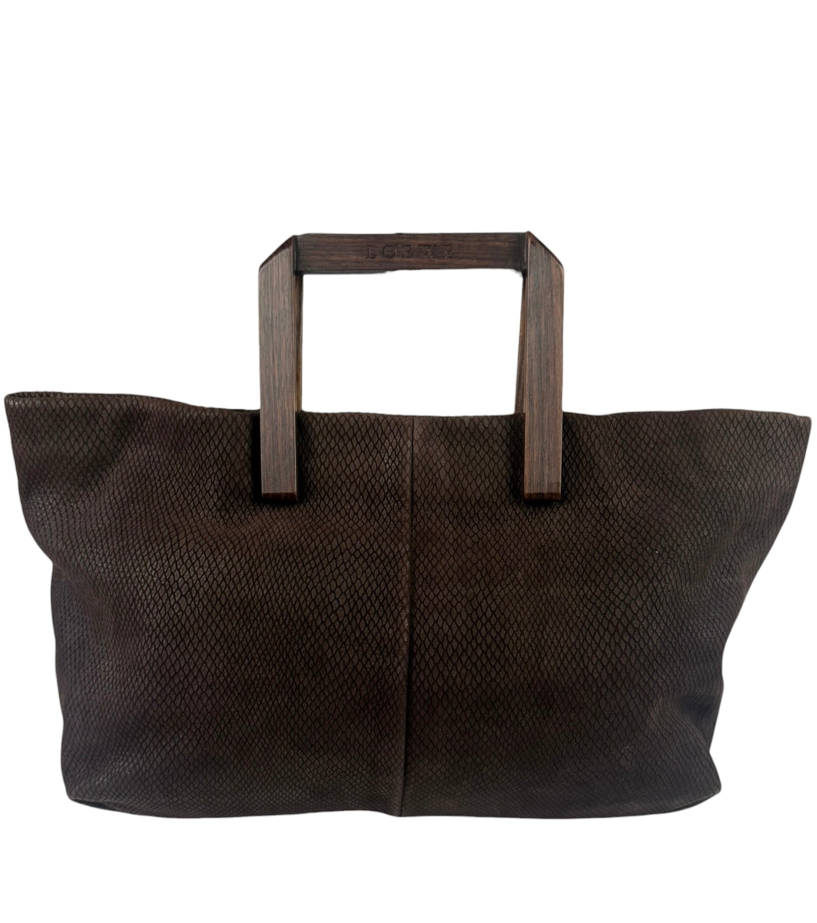 Loewe Vintage Brown Python Embossed Tote