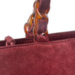 Chanel Bordeaux Suede Tortoise Chain Shoulder Bag '97-'99