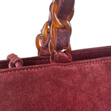 Chanel Bordeaux Suede Tortoise Chain Shoulder Bag '97-'99