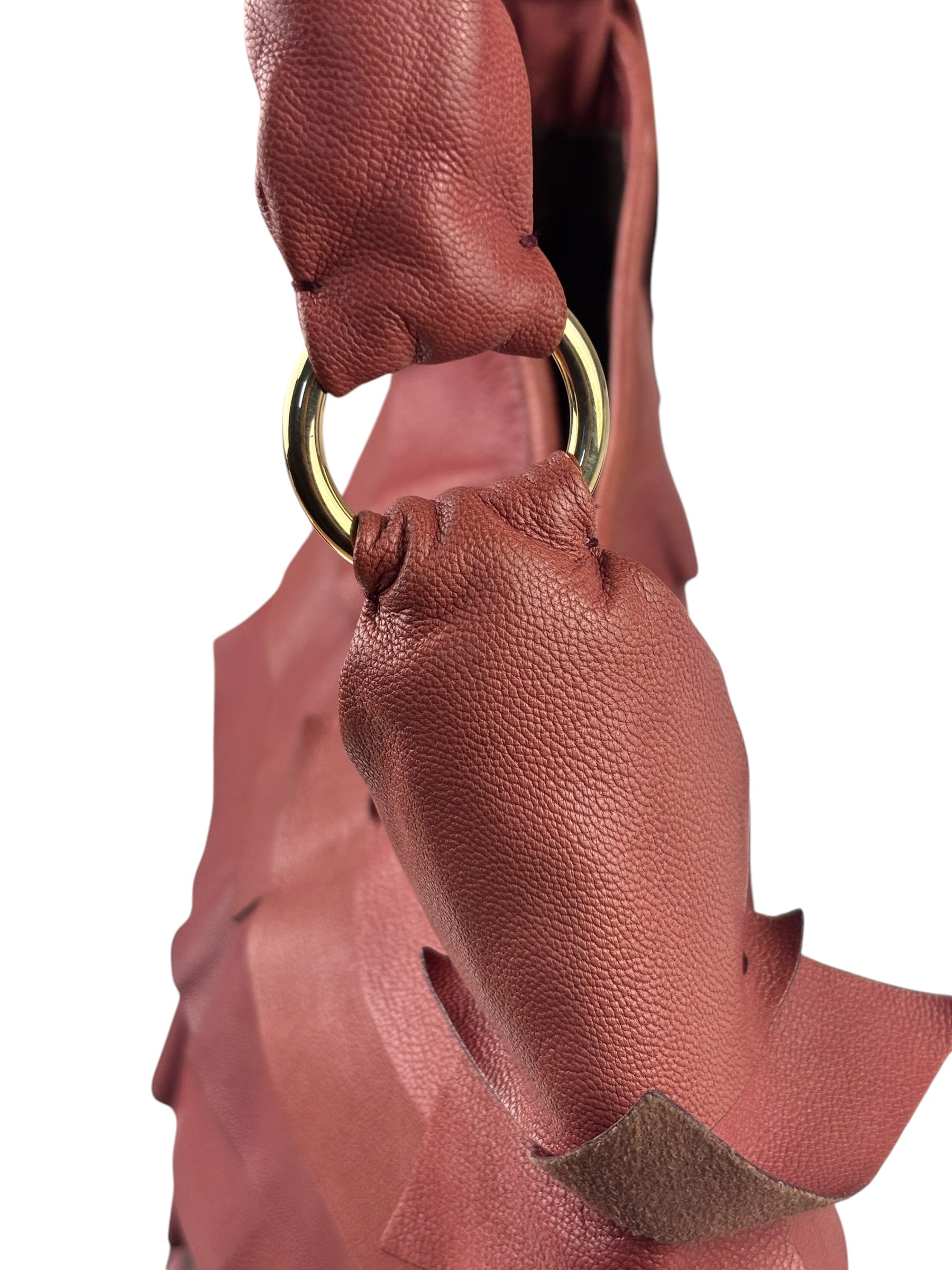 Yves Saint Laurent Dusty Rose Leather Tropez Ruffled Frilled Hobo Bag