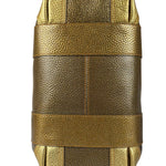 Fendi Metalic Gold Patent Pebbled Leather Media Boston Bag