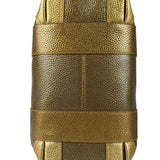 Fendi Metalic Gold Patent Pebbled Leather Media Boston Bag