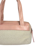 Chanel Cream/Pink Leather Lax Crochet Bowler Shoulder Bag 2004