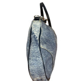 Christian Dior Vintage Denim Leather Trim  Saddle Pochette