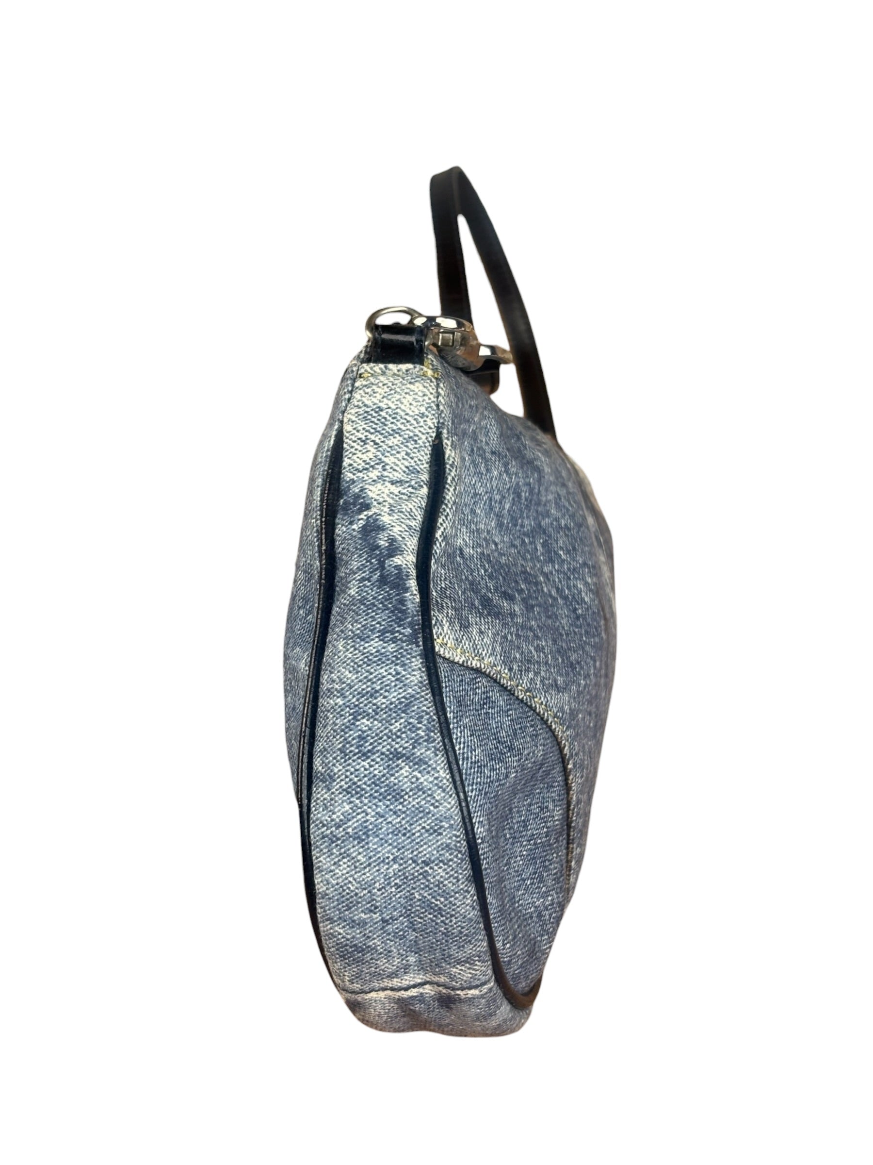 Christian Dior Vintage Denim Leather Trim  Saddle Pochette