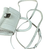 Balenciaga White Croc Embossed Nano Hourglass Bag