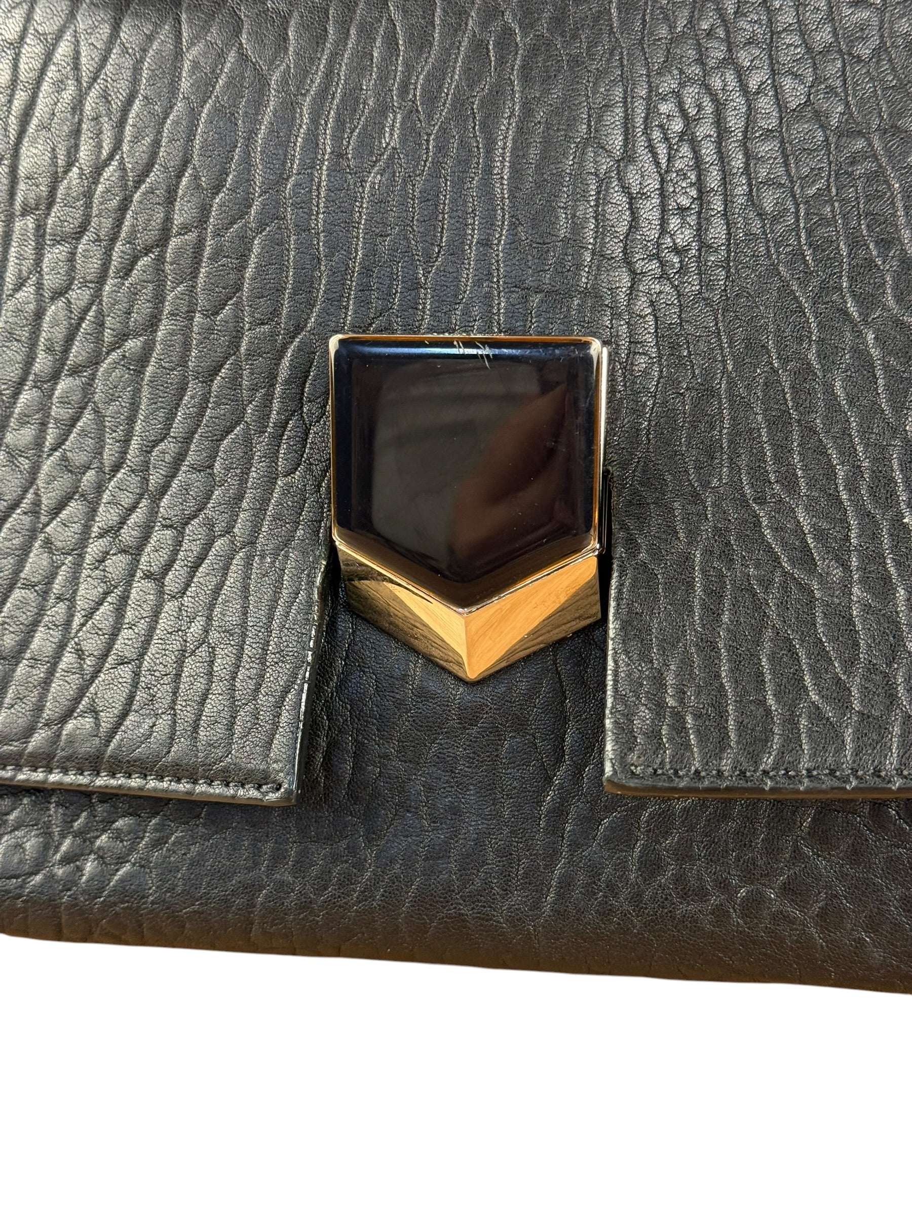Jimmy Choo Black Leather Lockett Pebble Shoulder/Hand Bag