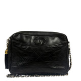Chanel Vintage Black Quilted Lambskin Camera Bag 1986