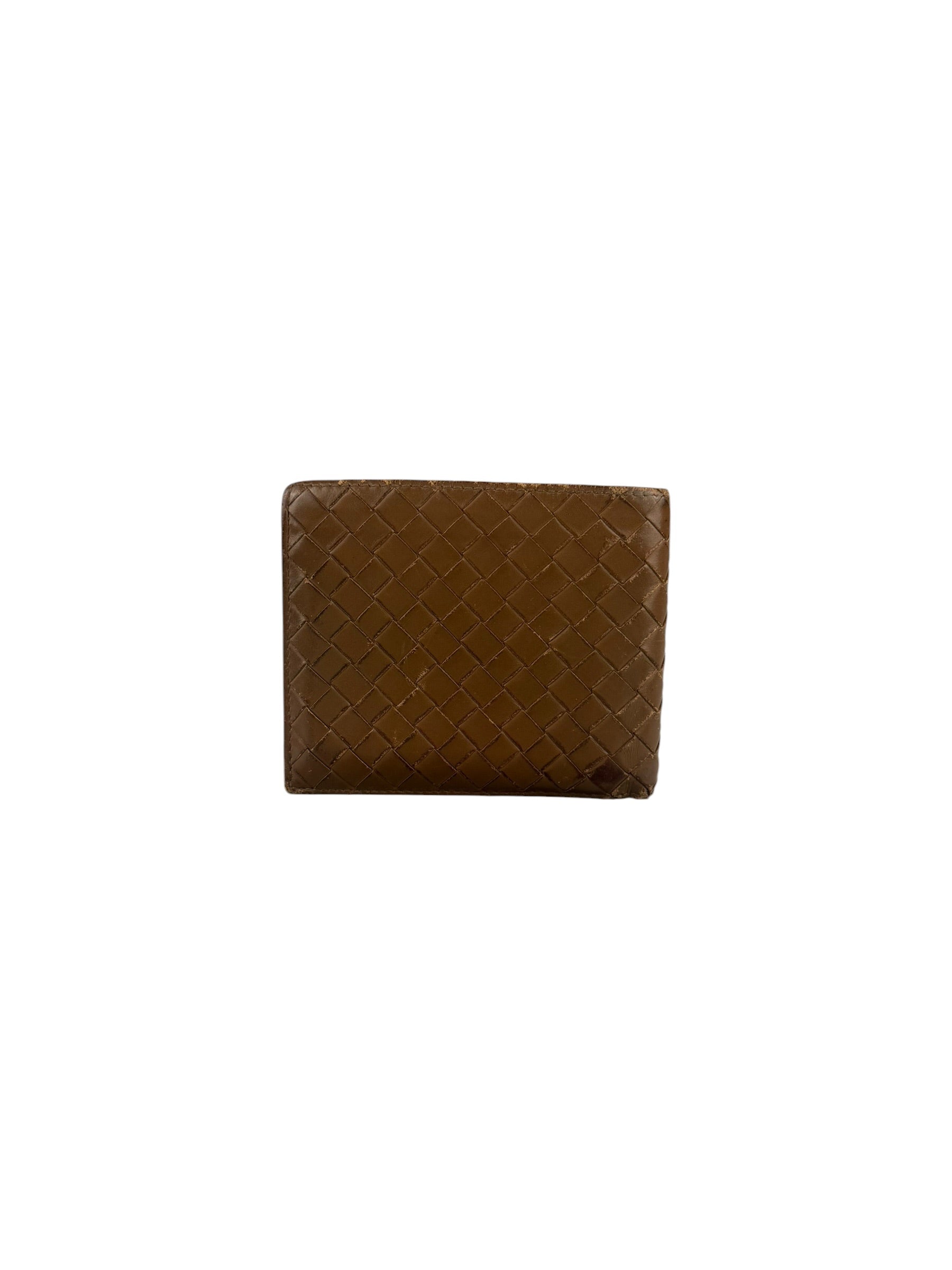 Bottega Veneta Brown Intercciato Bifold Wallet