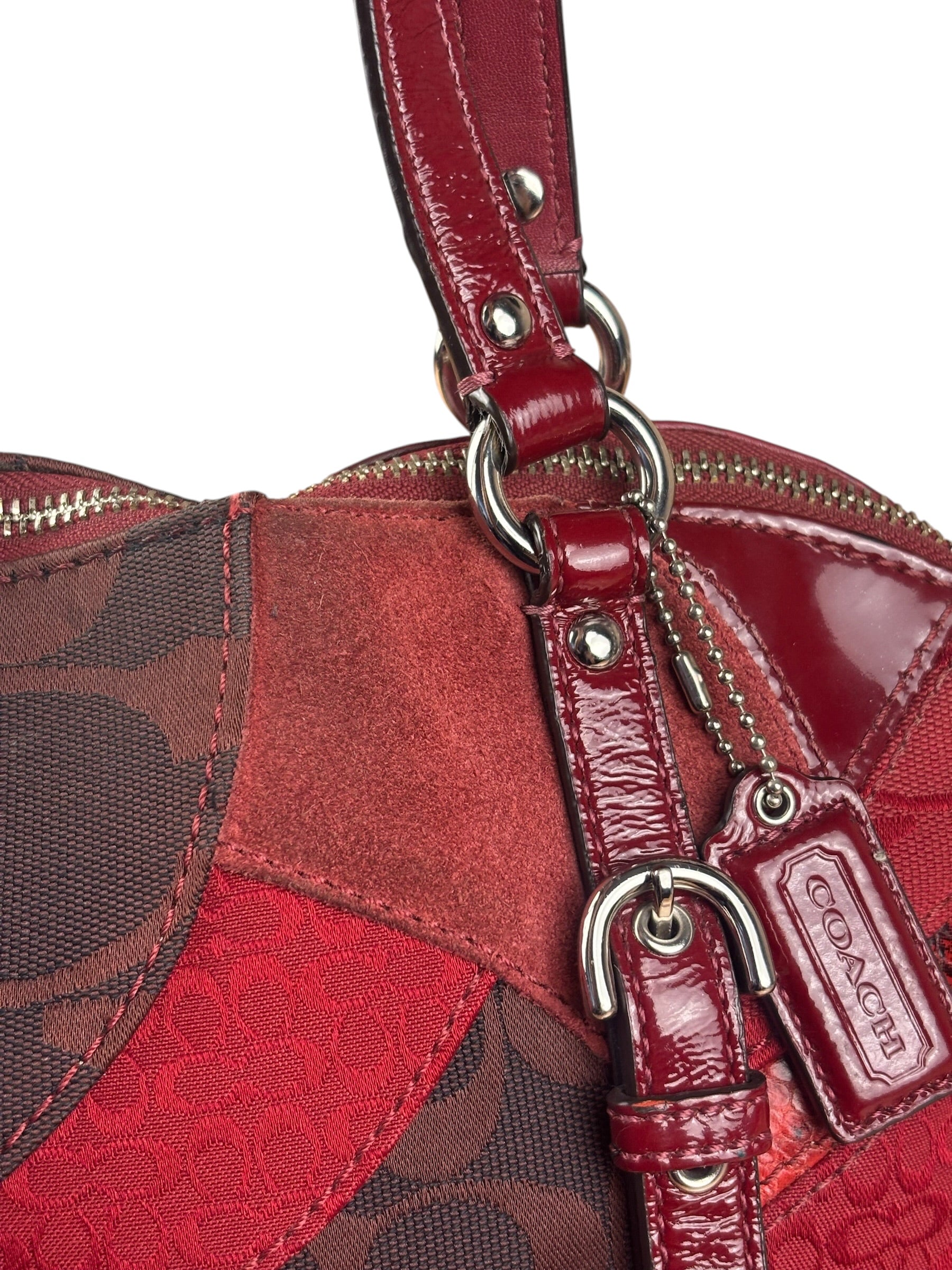 Coach Red Leather Patchwork Handbag