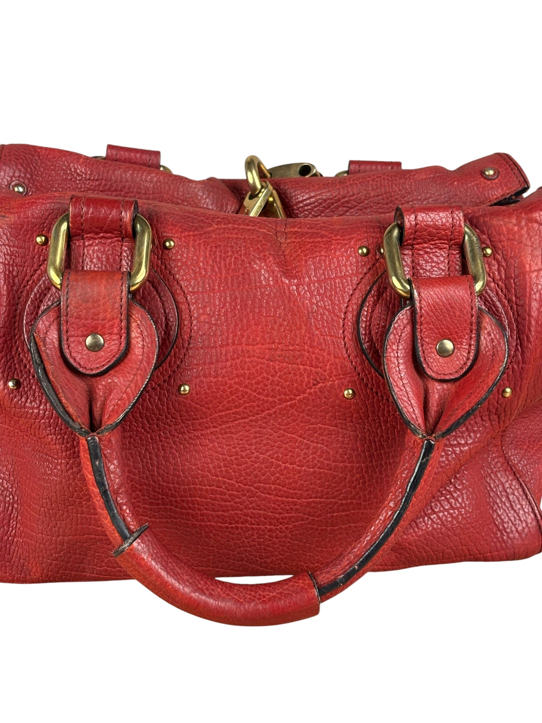 Chloe Red Leather Paddington Medium Satchel Two-Way Bag
