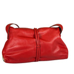 Burberry Red Leather Haymarket Check Shoulder Bag