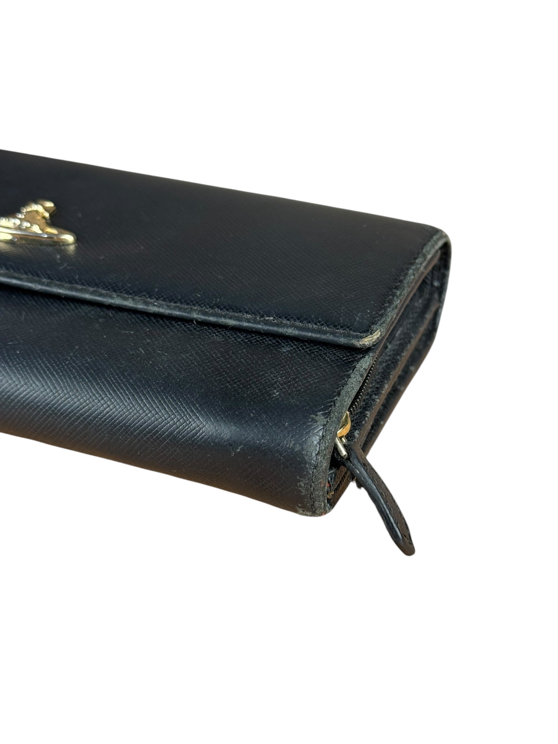 Vivienne Westwood Black Leather Emblem Long Wallet