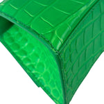 Balenciaga Fluo Green Crocodile Embossed Hourglass XS Two-Way Bag