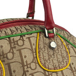 Christian Dior Vintage Beige/Brown Leather Trim Rasta Bowler Bag