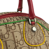 Christian Dior Vintage Beige/Brown Leather Trim Rasta Bowler Bag