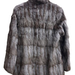 Vintage Russian Squirrel Greyish Brown Reversible Fur & Silk Coat