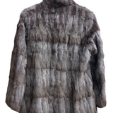 Vintage Russian Squirrel Greyish Brown Reversible Fur & Silk Coat