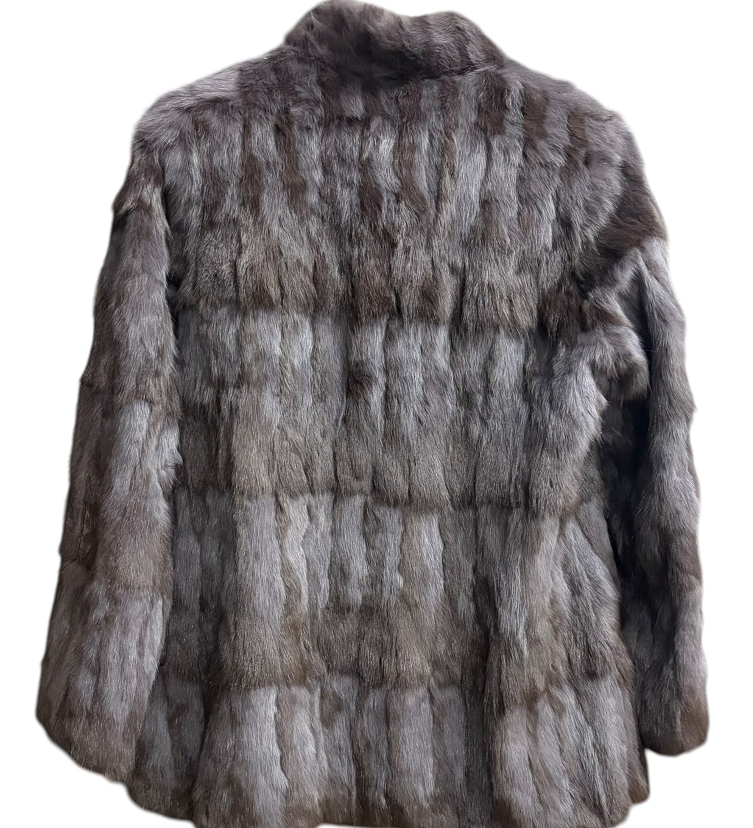 Vintage Russian Squirrel Greyish Brown Reversible Fur & Silk Coat