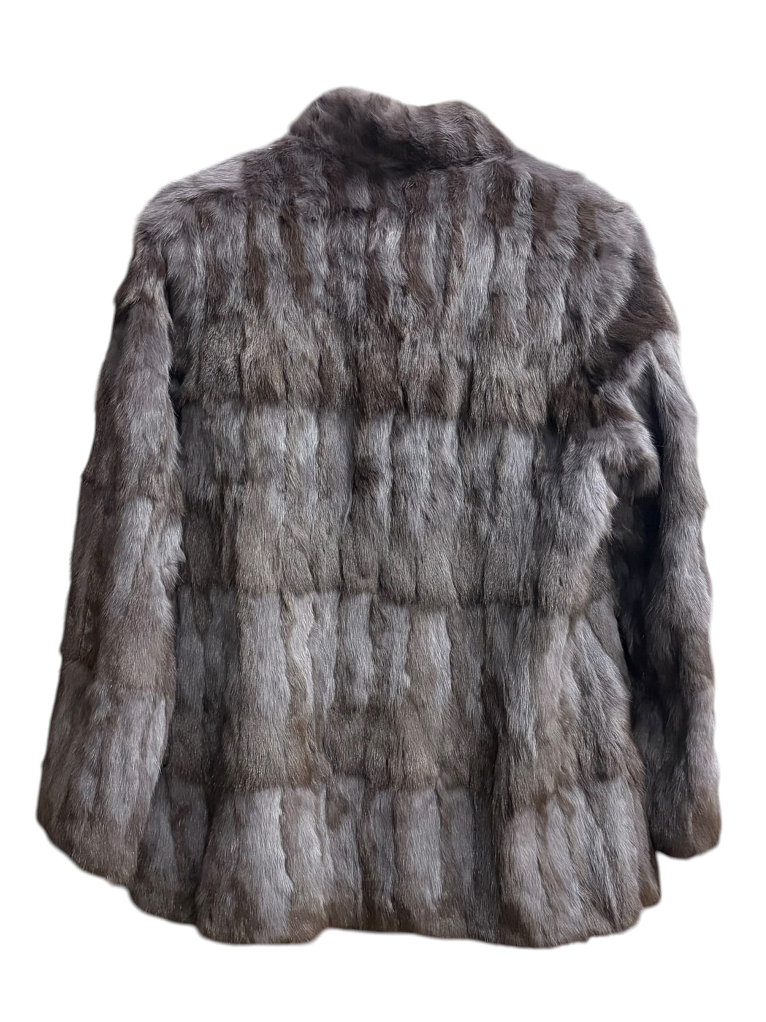 Vintage Russian Squirrel Greyish Brown Reversible Fur & Silk Coat