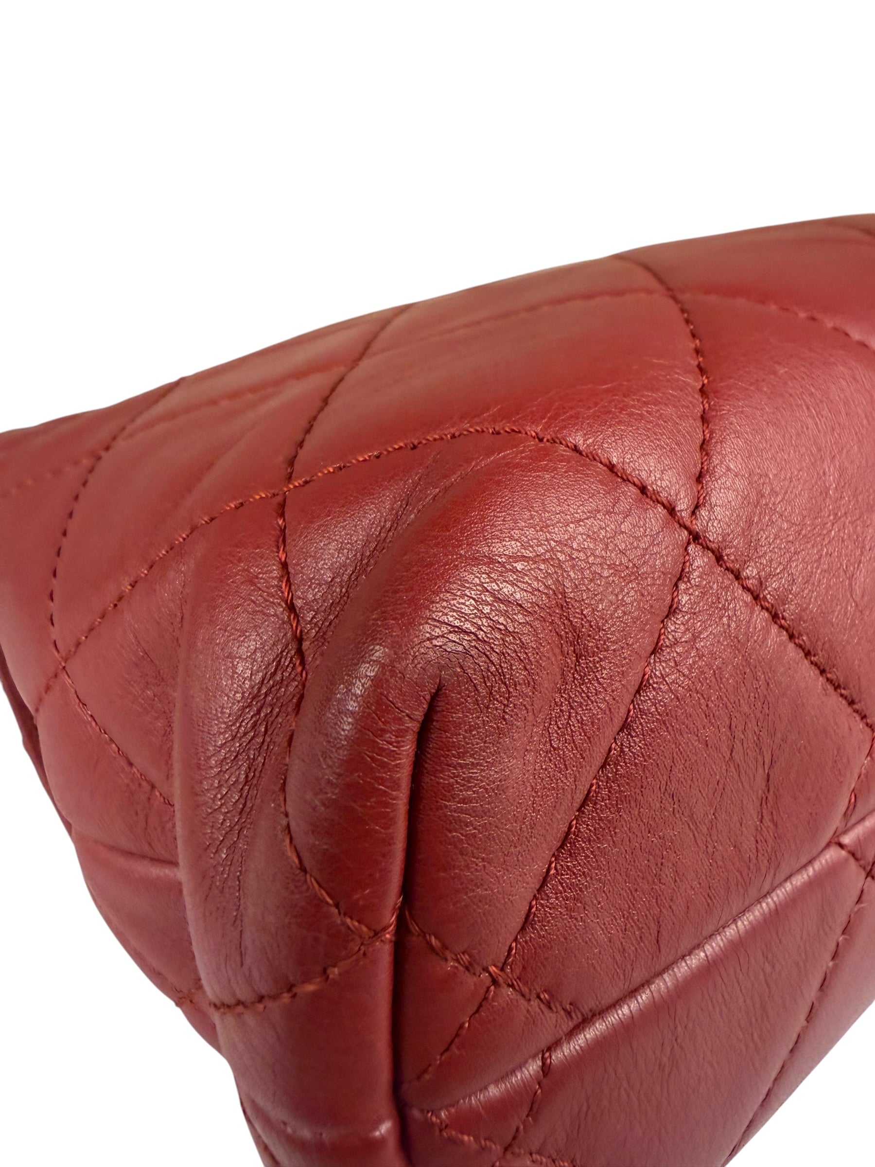Chanel Red Qulited Leather Flap Shoulder Bag 2011