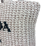 Prada Pink Raffia Woven Crochet Logo Tote Bag