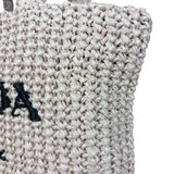 Prada Pink Raffia Woven Crochet Logo Tote Bag