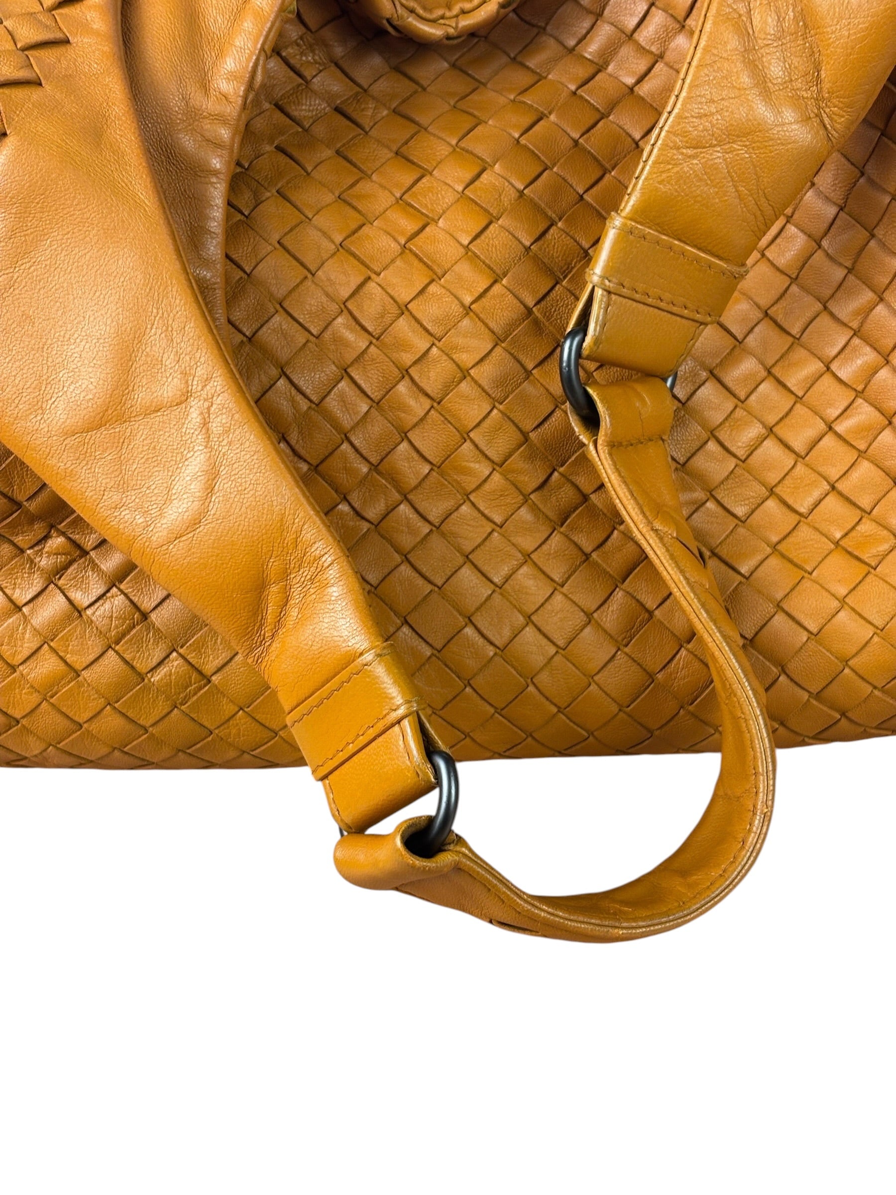 Bottega Veneta Orange/Brown Woven Leather Campana Shoulder Bag