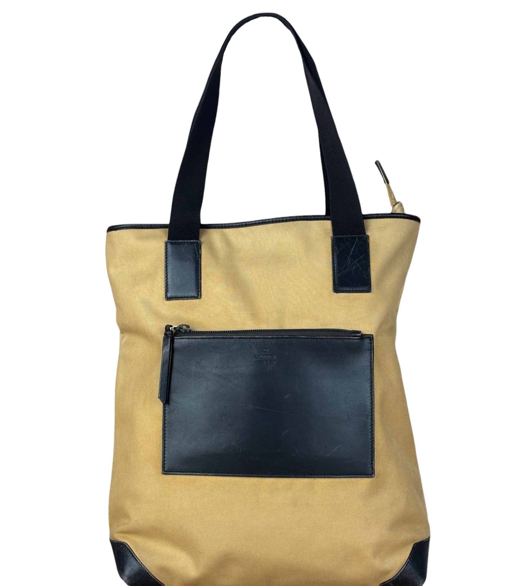 Gucci Vintage Brown Canvas Zip Tote