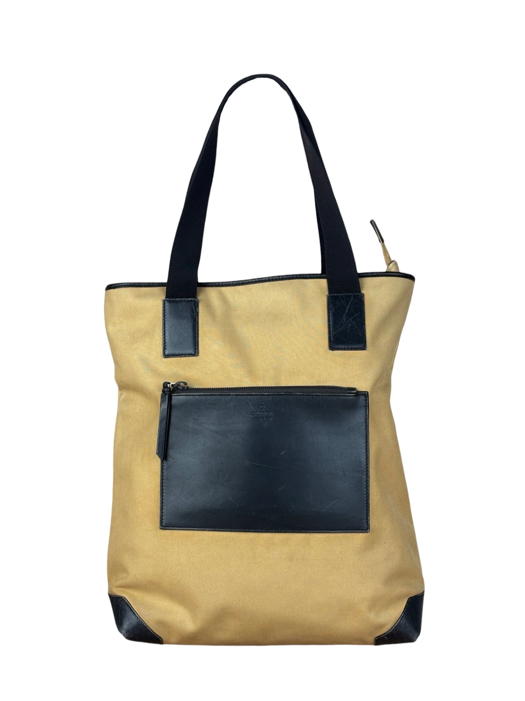 Gucci Vintage Brown Canvas Zip Tote