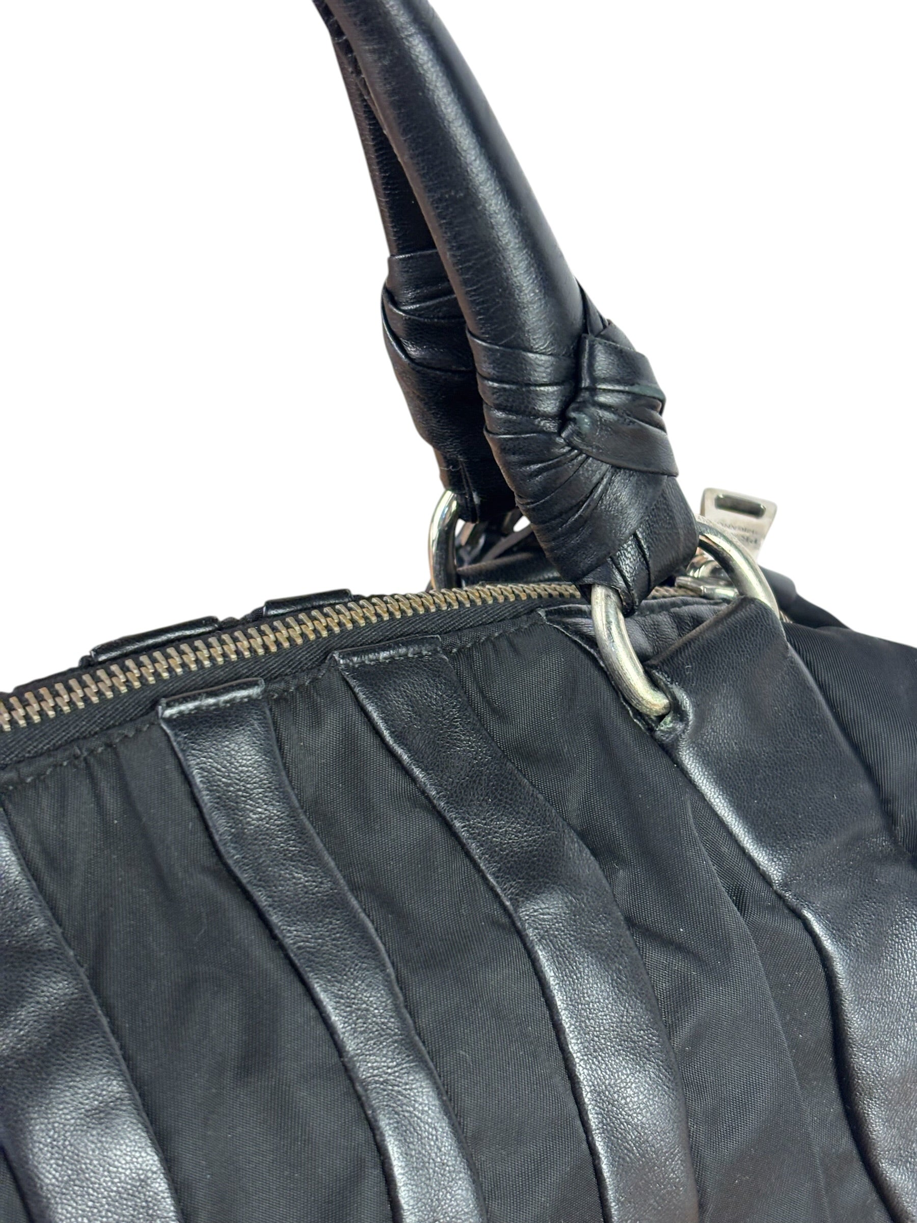 Prada Black Tessuto Nylon/Nappa Leather Waves Two-Way Bag