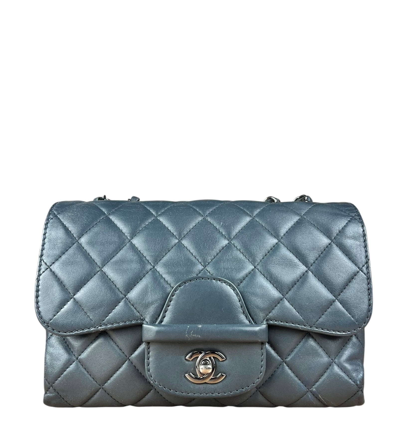 Chanel Dark Grey Quilted Leather Loop Flap Bag 2014