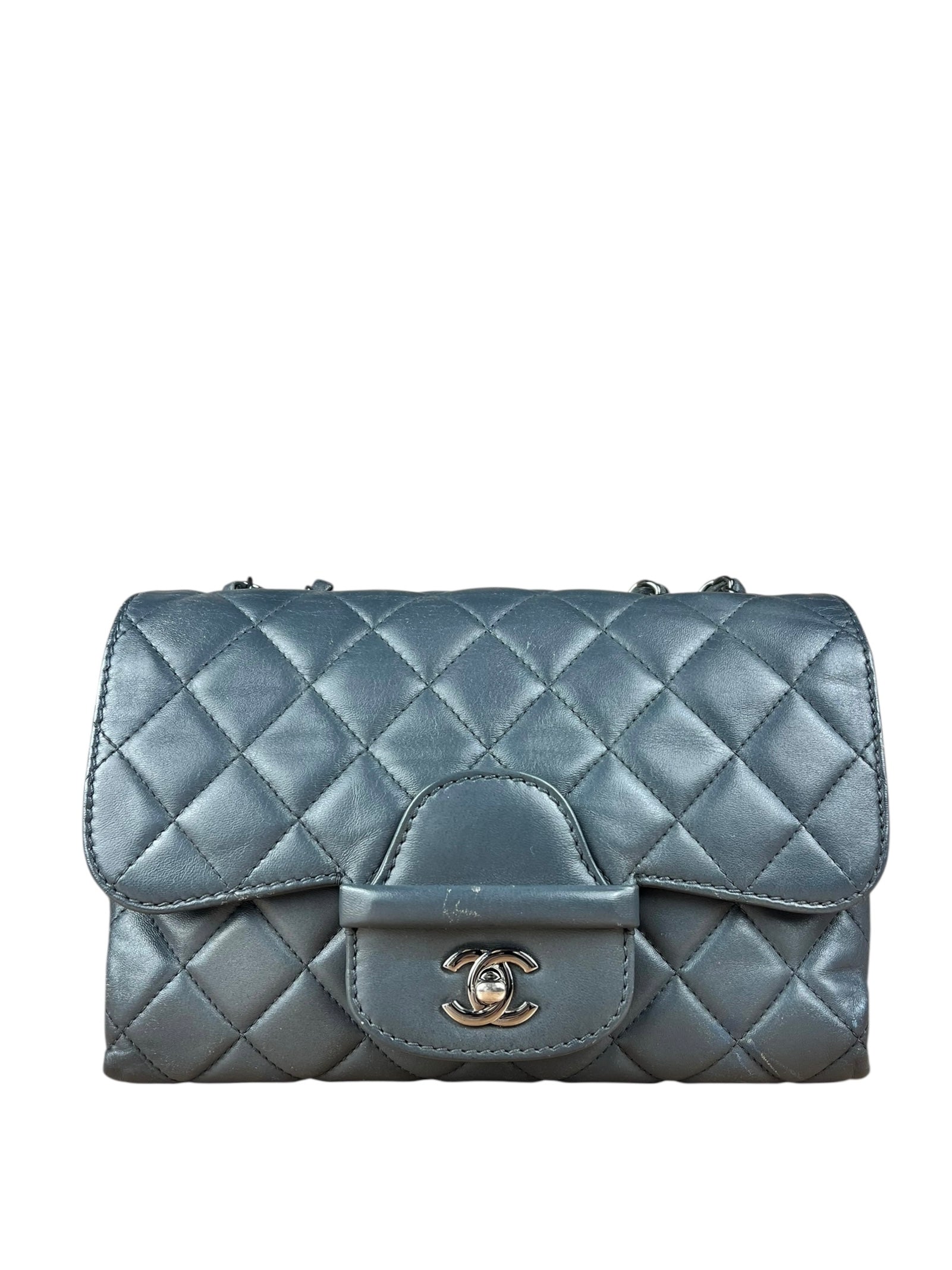 Chanel Dark Grey Quilted Leather Loop Flap Bag 2014