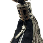 Chole Black Nylon Chain-Link Crescent Mini Hobo Bag