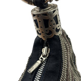 Chole Black Nylon Chain-Link Crescent Mini Hobo Bag