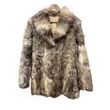 Vintage Dark Brown/Beige Collared Fur Coat