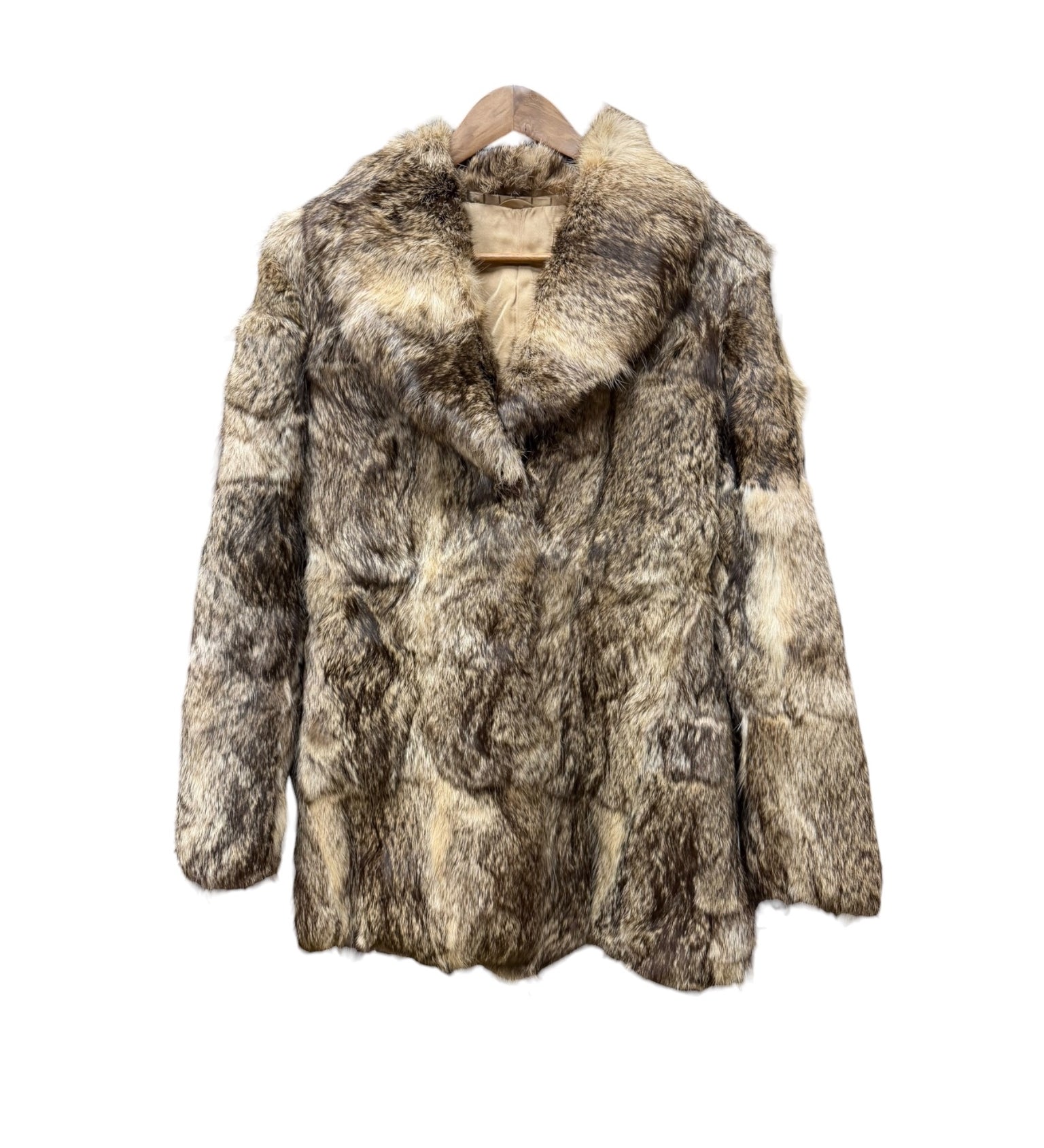 Vintage Dark Brown/Beige Collared Fur Coat