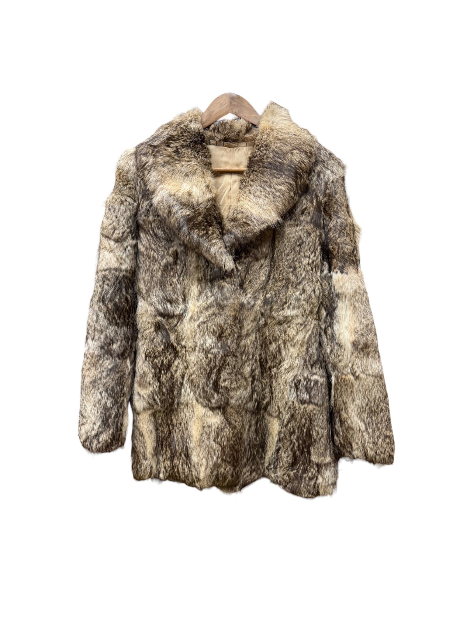 Vintage Dark Brown/Beige Collared Fur Coat