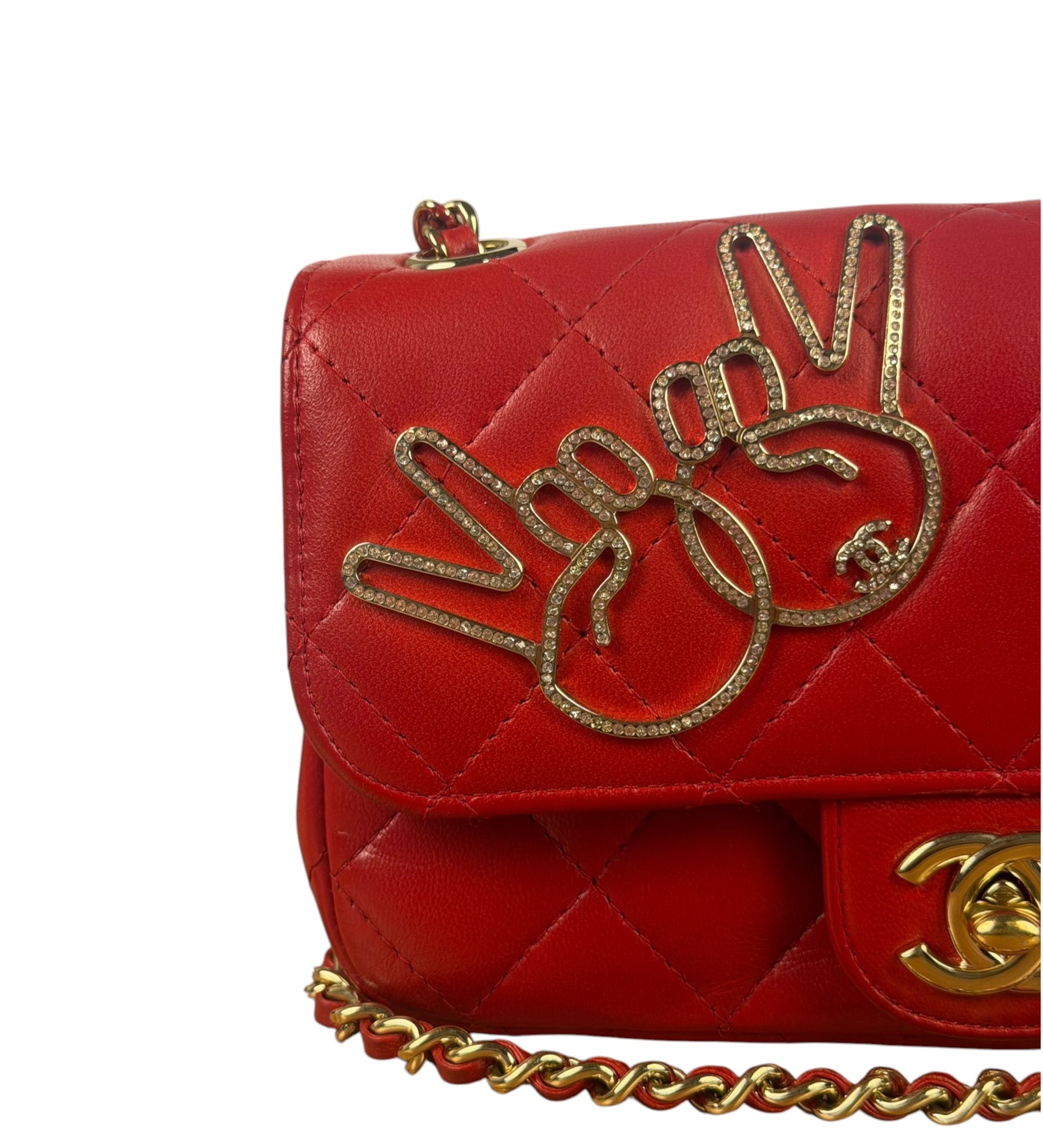 Chanel Red Lambskin Timeless Small Shoulder Bag 2017