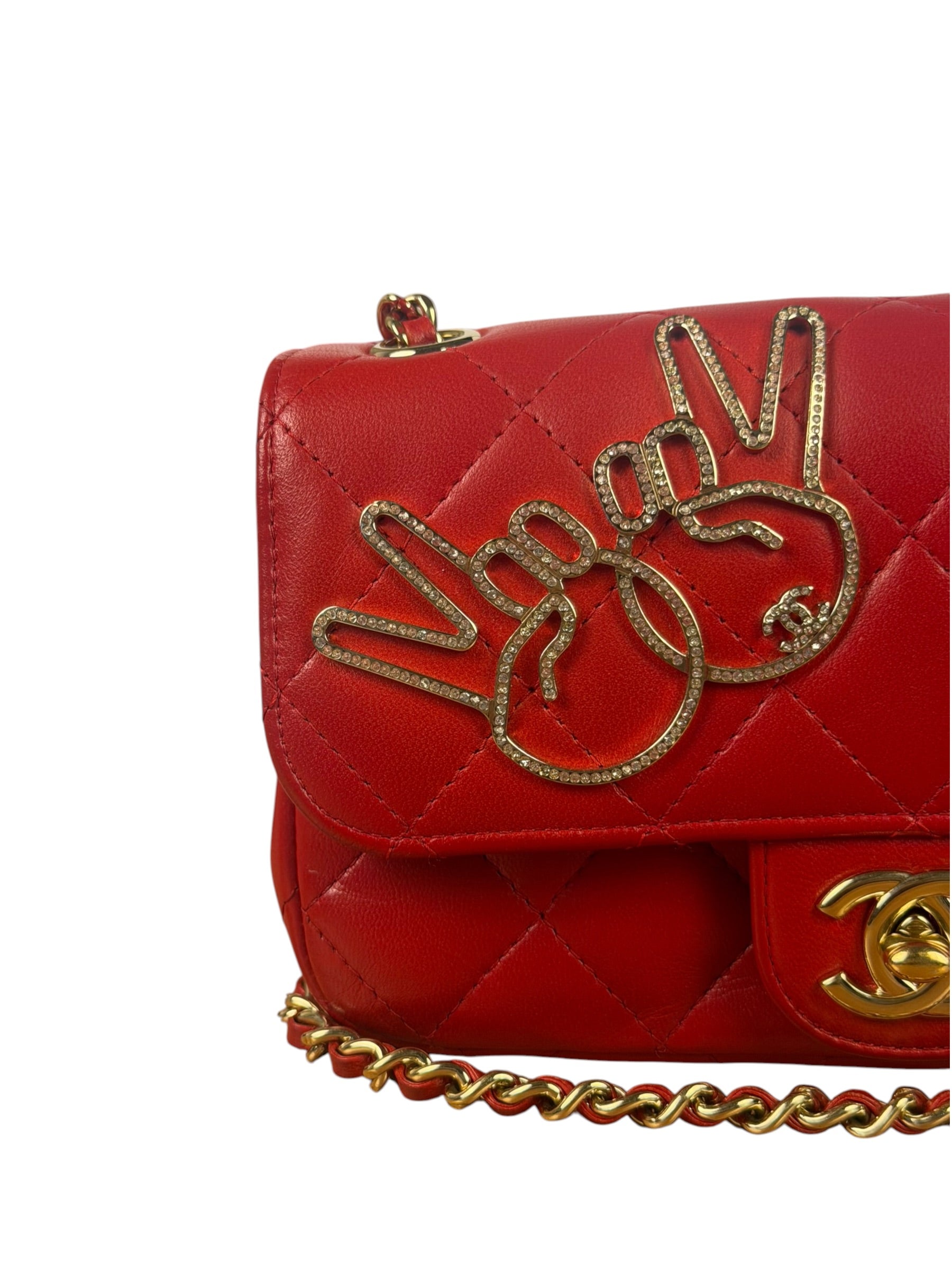 Chanel Red Lambskin Timeless Small Shoulder Bag 2017