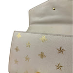 Gucci Textured Calfskin Bee Star Sylvie Shoulder Bag White