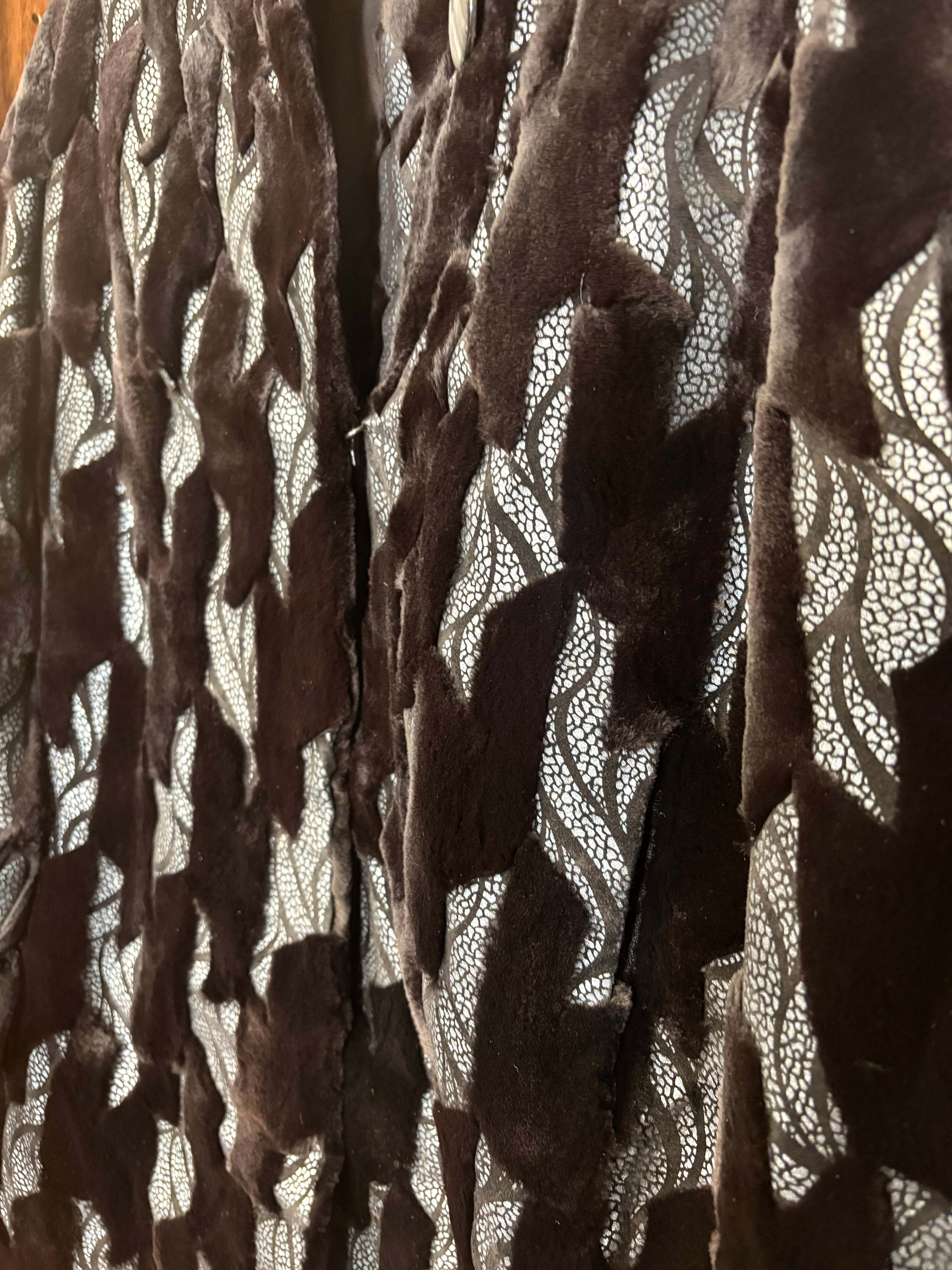 Giovanni Valentino Abstract Print Black Fur Coat