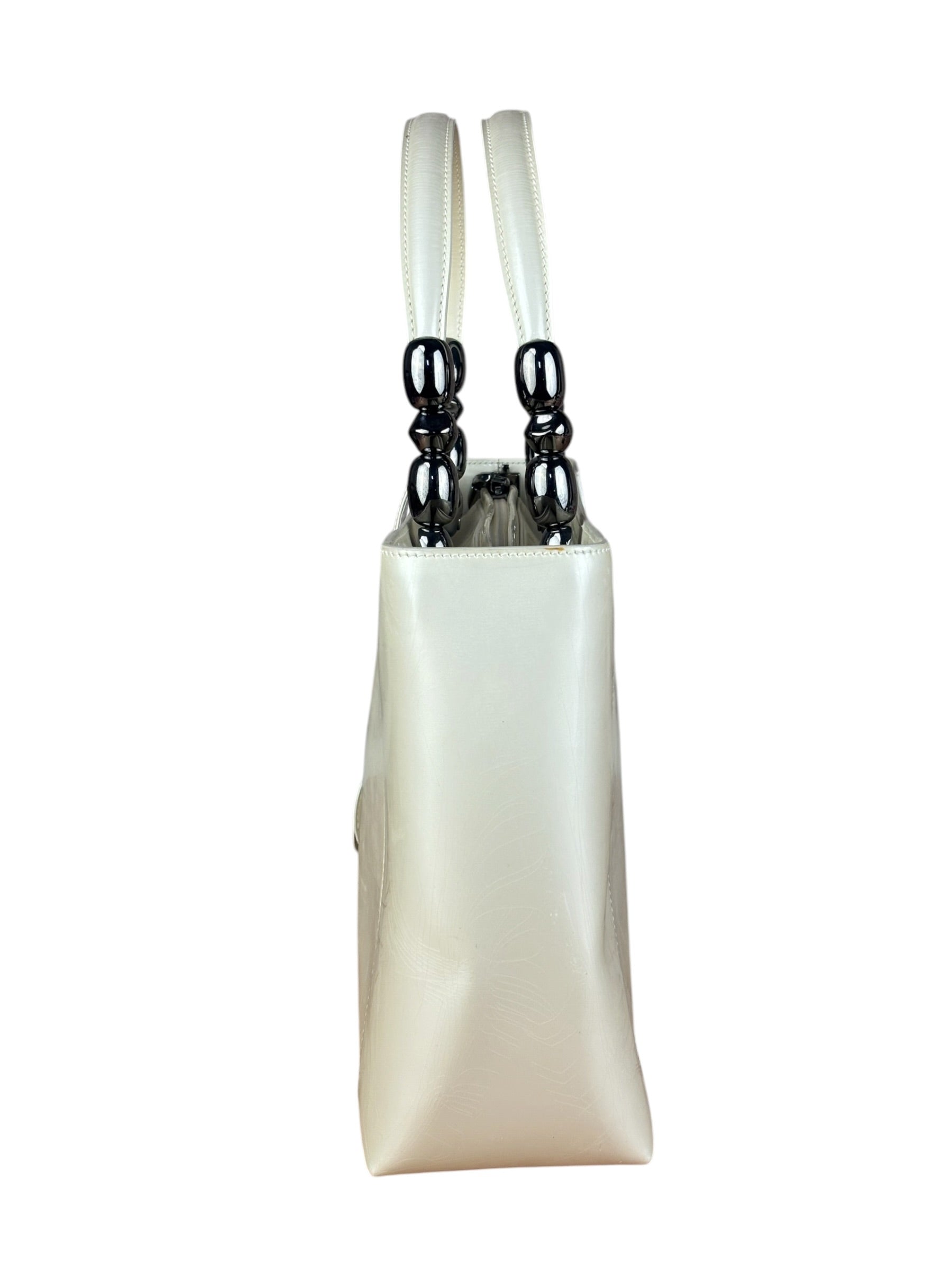 Christain Dior Leather Chrome Beaded Malice Tote Bag