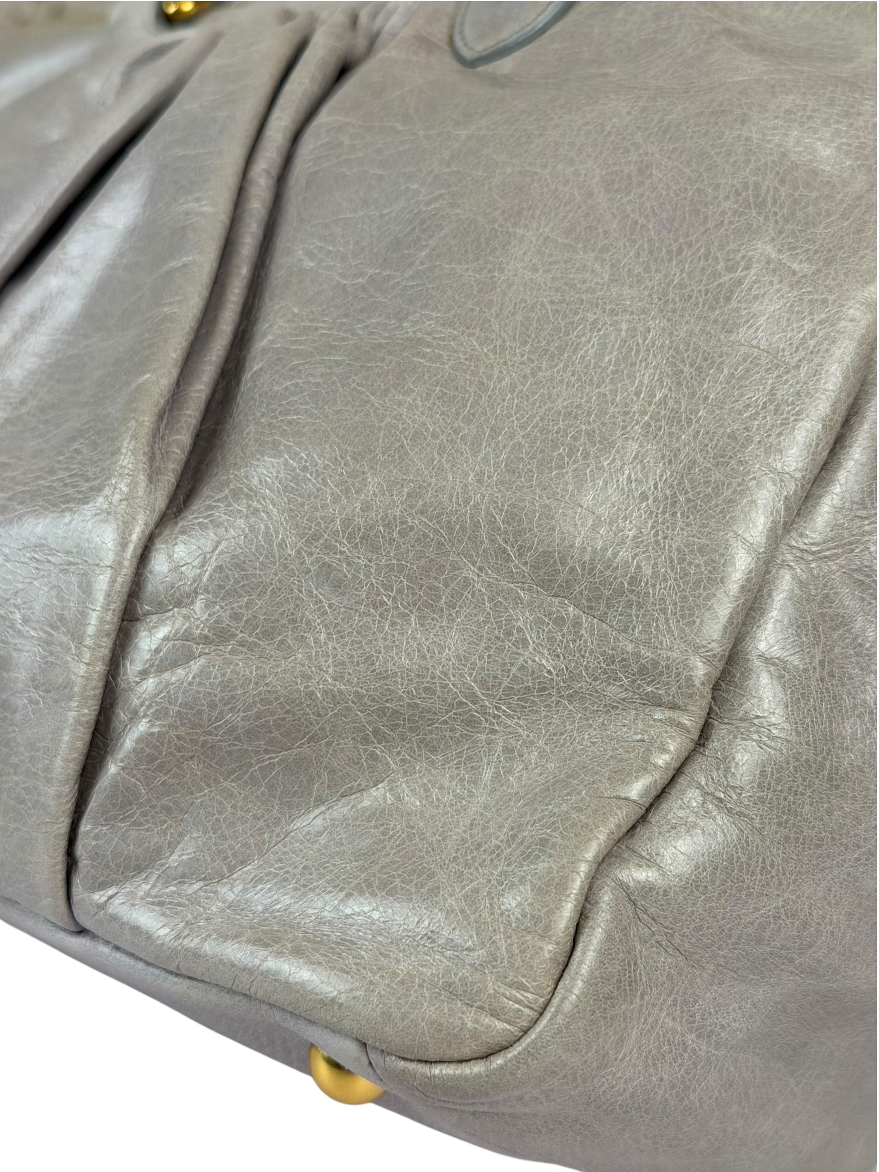 Miu Miu Vintage Pale Grey Vitello Leather Two-Way Bag